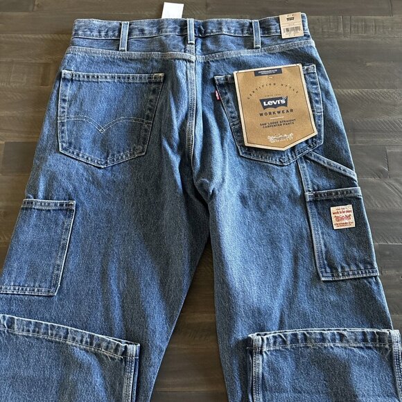 Levis 568 Stay Loose Straight Carpenter Blue Jeans Workwear Jeans Men's 34X34 - Picture 2 of 10